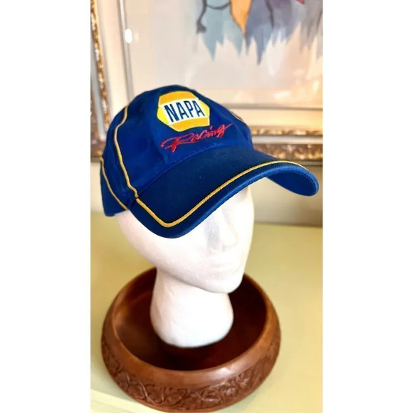 NASCAR NAPA Racing Michael Waltrip Men’s Blue Yellow Adjustable Hat Cap - Picture 2 of 9
